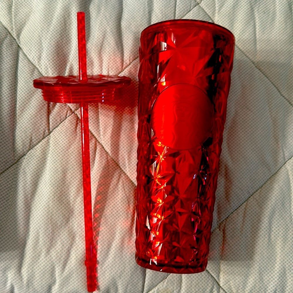 24 ounce Starbucks cold cup bling crystal red
